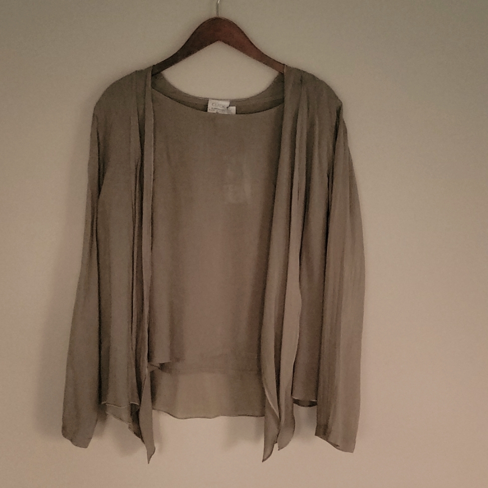 Nwt Click Color Me Cotton Women's 2 Pc Cardigan And Matching Green Tank Medium